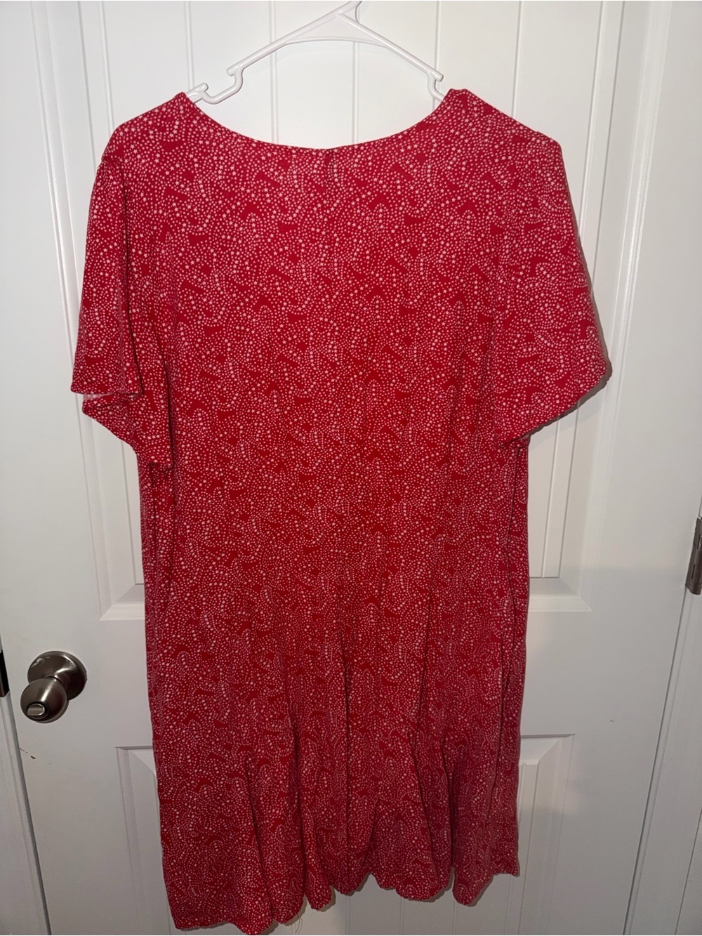 Women’s Red V-Neck Button Front Women’s Top - Picture 3 of 5